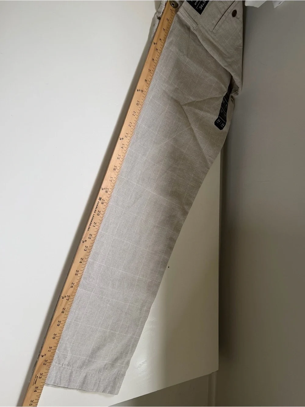 J Crew NWT Linen Blend Pants Tan Cream Straight Leg Glen Plaid Size 34 X 34
